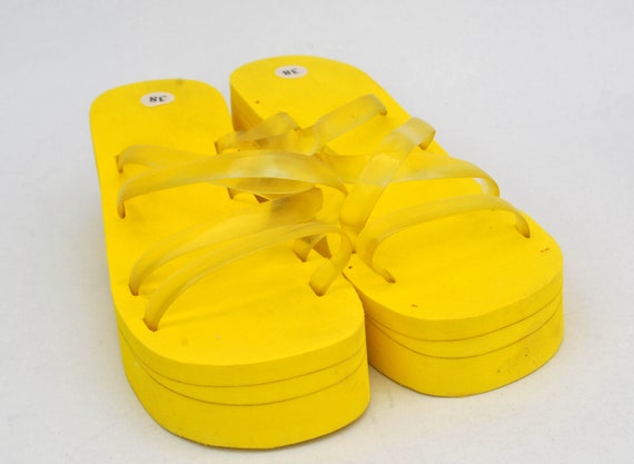 y2k yellow Foamy platform slippers japanese sanda… - image 7