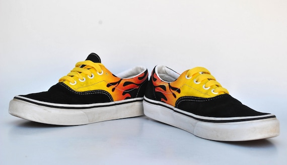 vans flame shoes canvas goth rock shoes tie sneak… - image 4