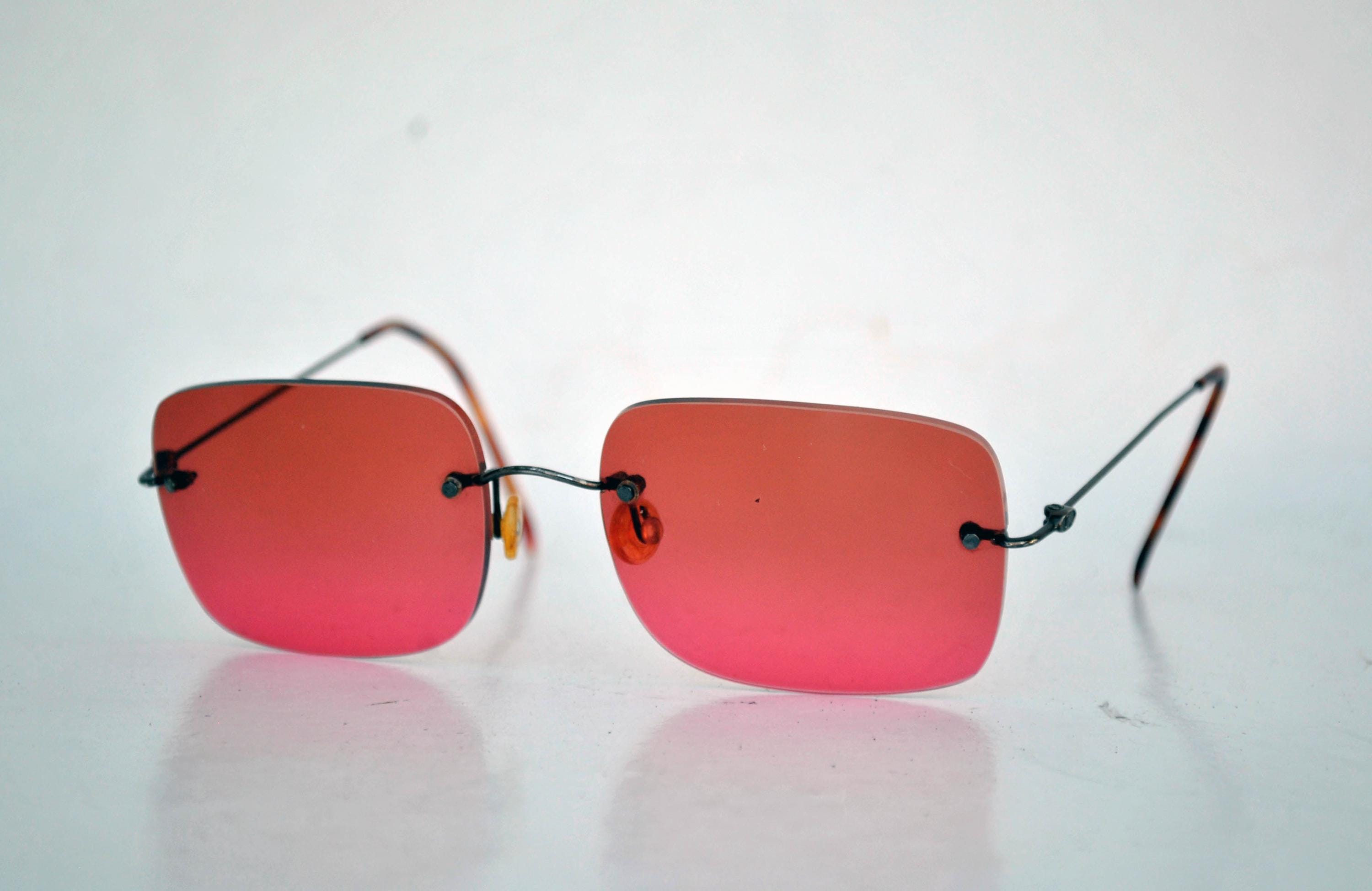 Rimless Red Sunglasses | Y2K Minimal Glasses | Vintage Style 
