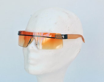 matrix rave aviator vintage zonnebril retro oogkleding club zonnebril unisex masker Festival y2k zonnebril futuristische oranje lens veganistisch