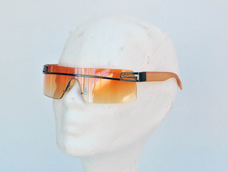 matrix rave aviator vintage zonnebril retro oogkleding club zonnebril unisex masker Festival y2k zonnebril futuristische oranje lens veganistisch afbeelding 1