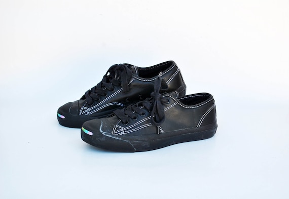 Converse All Star Black Pink Floyd Jack Purcell Leather Rock Shoes