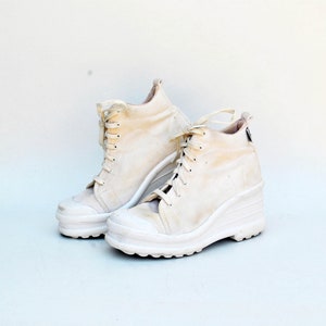 platform shoes sneakers summer vintage platform chunky sneakers canvas womens vintage high tops goth rock shoes white size eu 38 uk 5 US 7