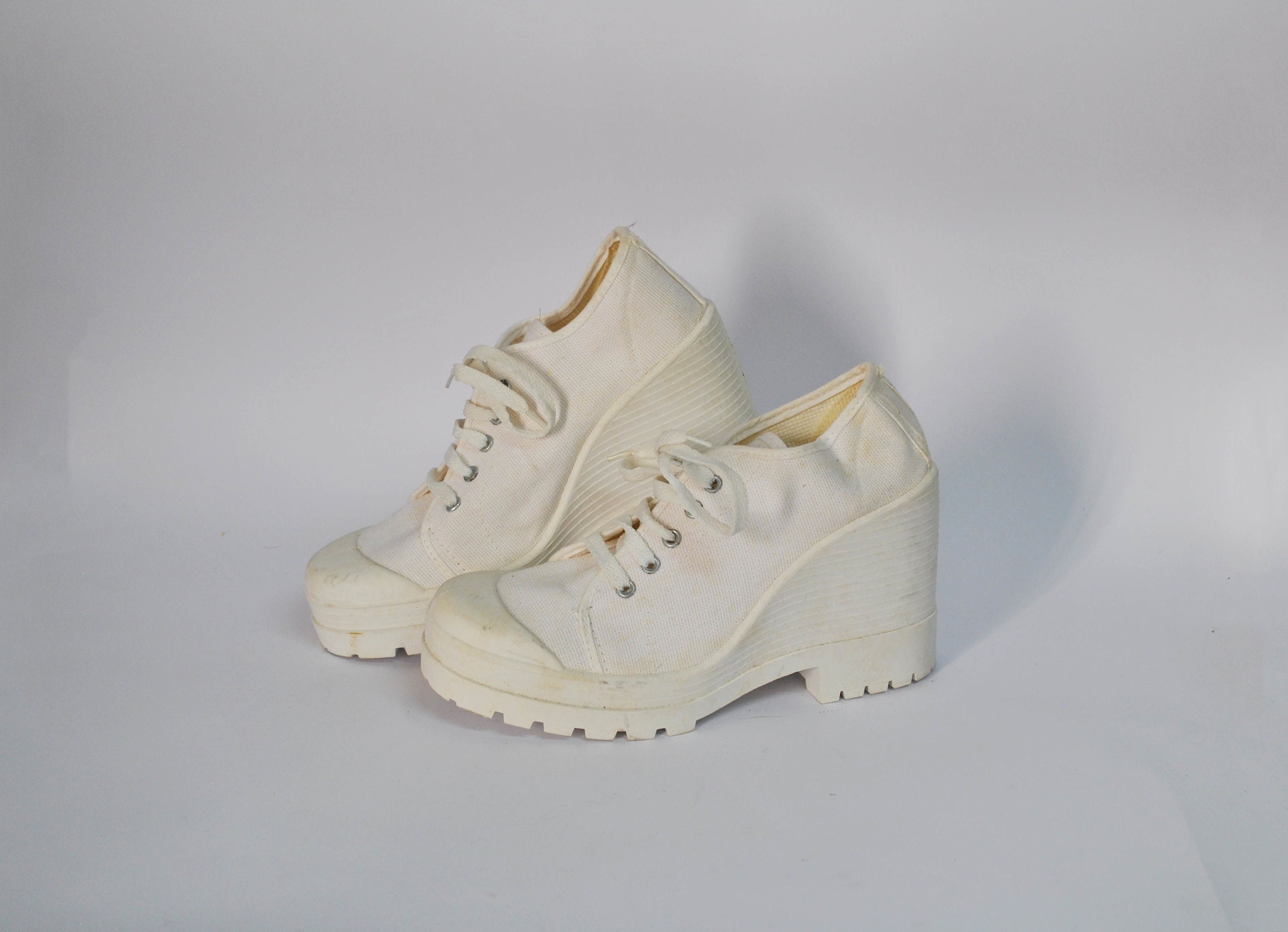 platform white canvas sneakers