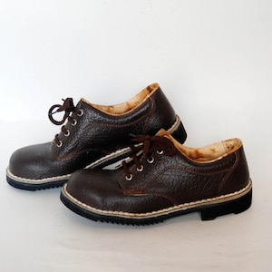 Vintage Braune Leder Schnürschuhe - Klassischer Workwear Stil, Tradition Lederschuhe Größe 39 uk 6 us 8 Bild 1