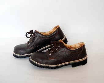 Vintage bruine leren veterschoenen – klassieke werkkledingstijl, erfgoed leren schoenen maat eu 39 uk 6 us 8
