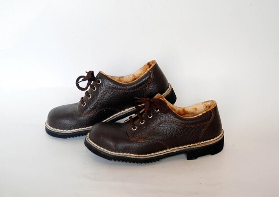 Vintage Brown Leather Lace-Up Shoes – Classic Workwear Style, Heritage Leather Footwear size eu 39 uk 6 us 8