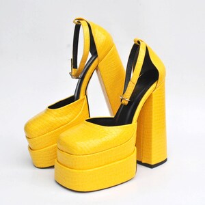 y2k yellow platform chunky sandals japanese sandals 90s sandals slip on womens with heel summer shoes leather sandals size eu 37 us 6 uk 4