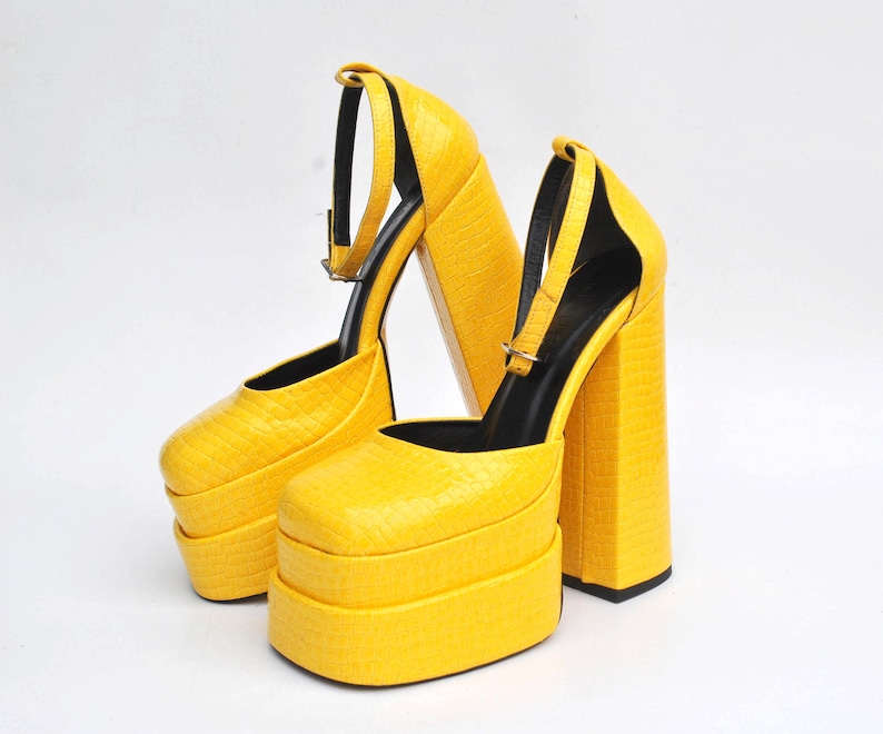 y2k yellow platform chunky sandals japanese sandals 90s sandals slip on womens with heel summer shoes leather sandals size eu 37 us 6 uk 4