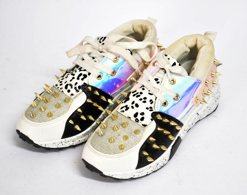 Chunky Studded Sneakers – Platåskor med statementmönster – Retro Streetwear Sneakers – Unisex Modeskor Storlek EU 40 UK 7 US 9 bild 3