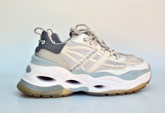 buffalo platform shoes chunky sneakers y2k gray w… - image 4