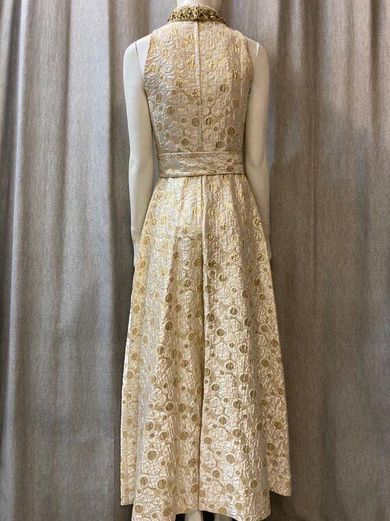 Stunning vintage 1960s lamé cream and gold palazz… - image 3