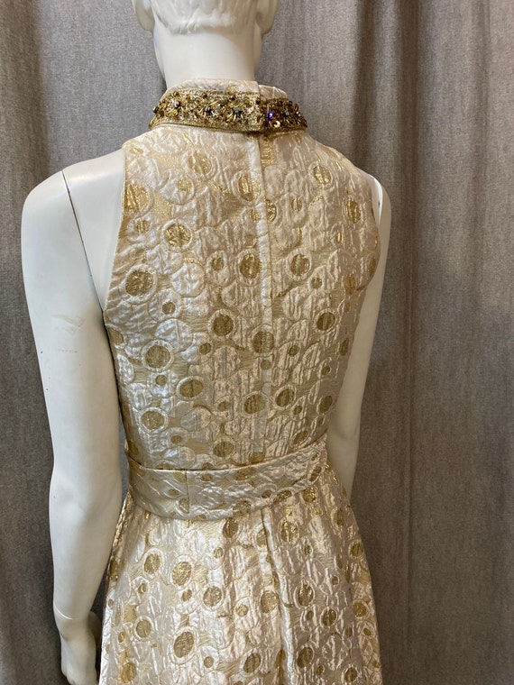 Stunning vintage 1960s lamé cream and gold palazz… - image 10