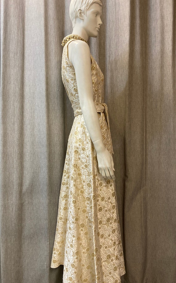 Stunning vintage 1960s lamé cream and gold palazz… - image 2