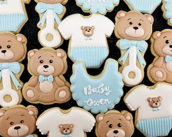 Teddy Bear Baby Shower Sugar Cookies (1 dozen)