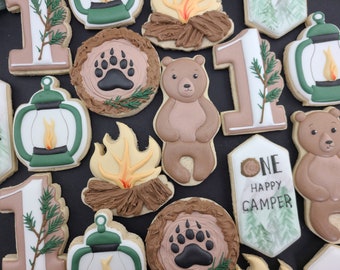 Happy Camper 1st Birthday Cookies (1 dozen)