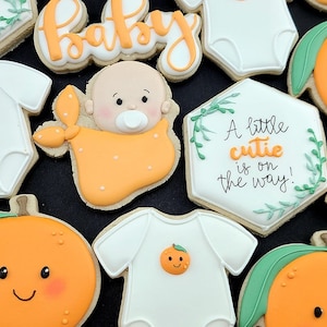 Little Cutie Orange Baby Shower Cookies (1 dozen)