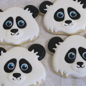 Panda Sugar Cookies: Birthday Party Favors, Animal Theme - 12 Count