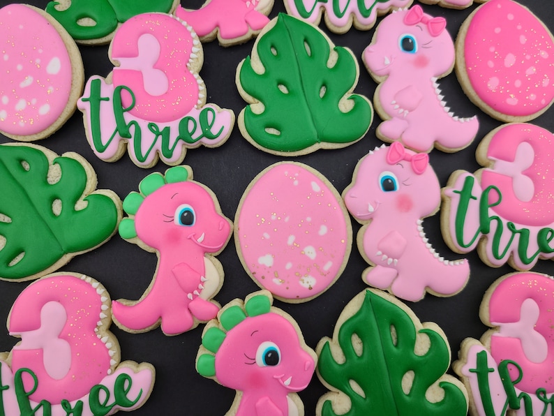 Baby Dinosaur Decorated Sugar Cookies 1 Dozen Etsy