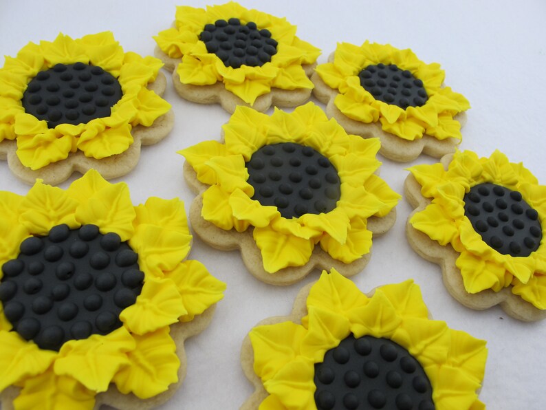 Sunflower Decorated Sugar Cookies Flower Garden Theme Etsy