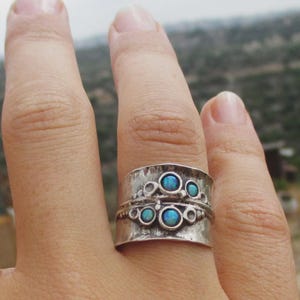 Sterling silver handmade gemstone band ring for gift