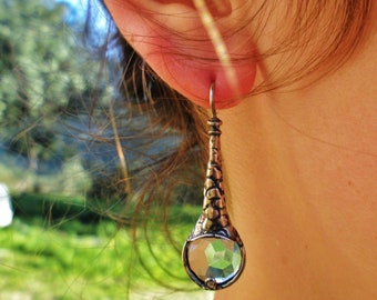 Silver long  vintage gemstone earring, Blue stones  drop earring for women PORANS design