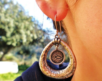 Sterling Silver Hammered Teardrop Dangle Earrings - Elegant Oxidized Jewelry for Her