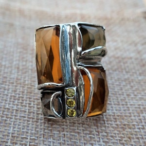 Statement Sterling Silver Ring: Bohemian Gemstone Inlay, Porans Jewelry