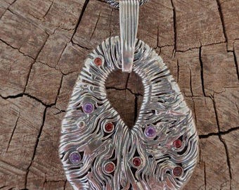 925 Sterling Silver CZ Statement Pendant Necklace: Chunky Box Chain