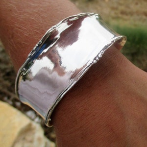 Silver Cuff Bracelet, Wide Silver Cuff, Arm Cuff, Adjustable Wide Elegant Bracelet