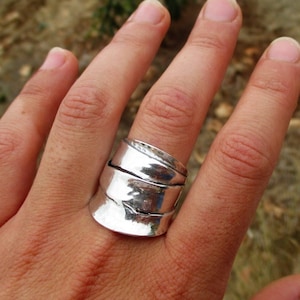 Sterling silver wide comfortable ring  Unique bohemian band ring for women