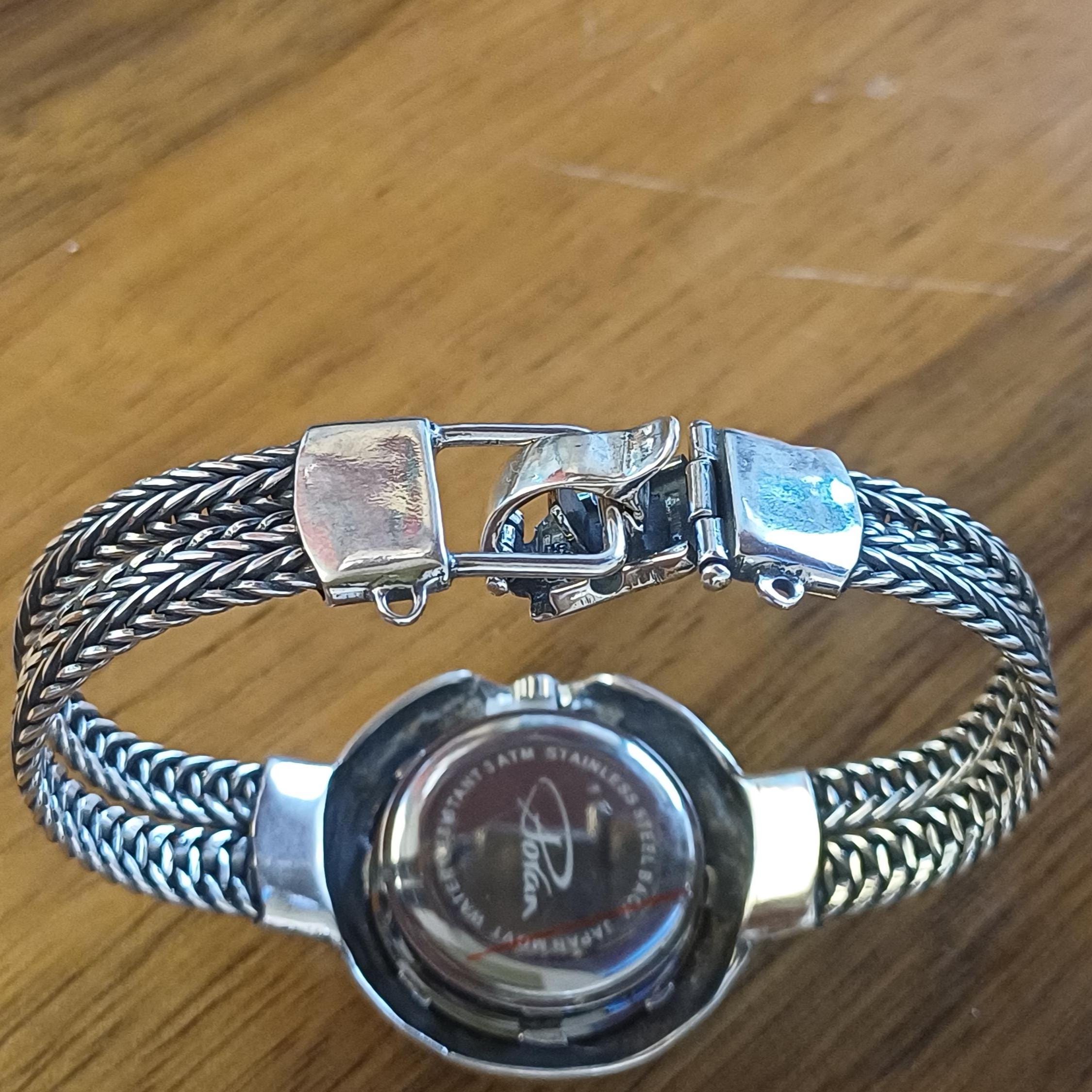 Braided Sterling Silver Chain Watch Bracelet - Artistic  display picture 3