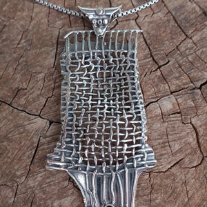 Sterling Silver Large  Pendant Necklace , Big lattice Pendant for women, Bohemian Gemstone Jewelry