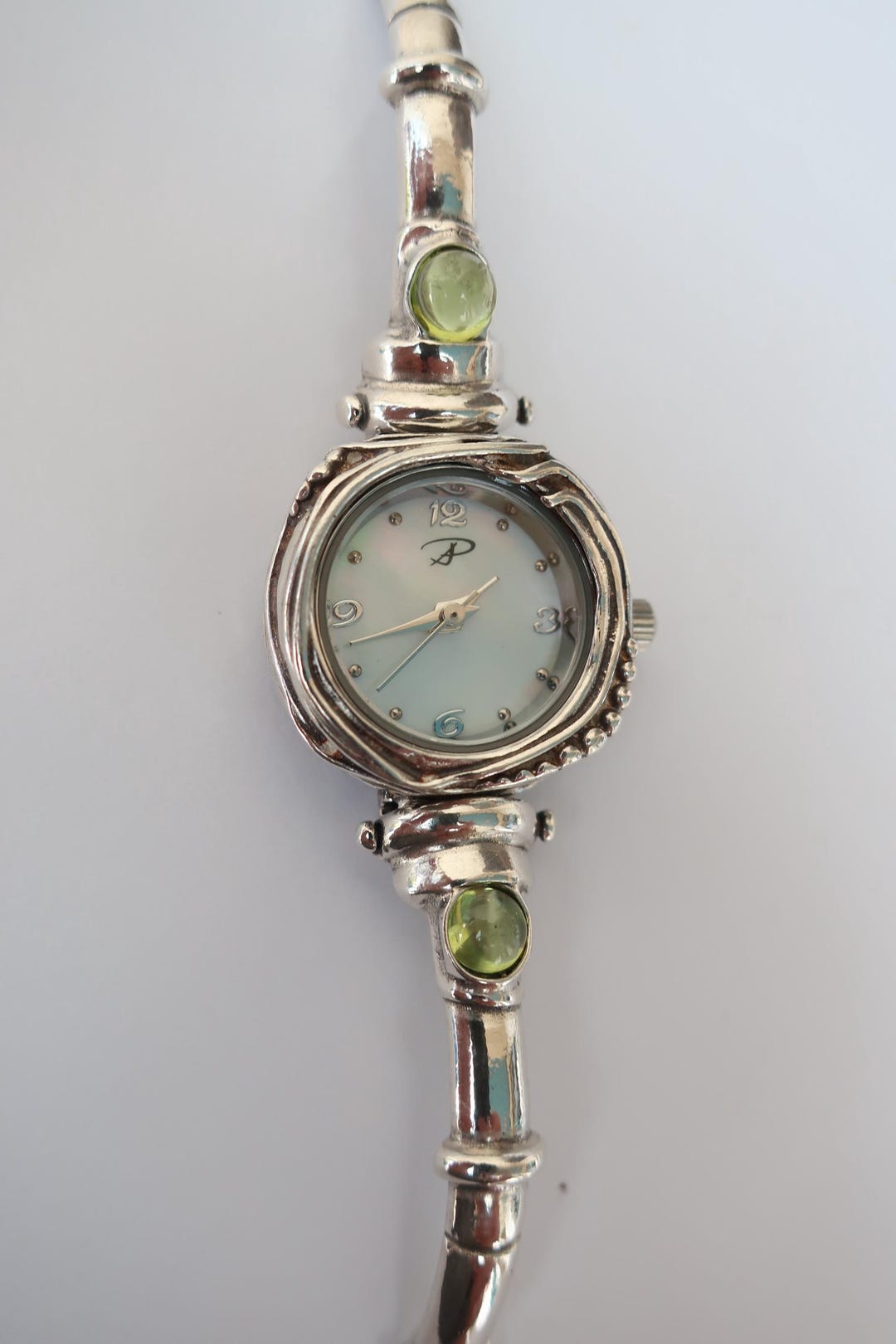 Women\'s Vintage Gem Time 925 Sterling Silver Gemstone Bangle Links Watch 12 Vintage Gem Time Ladies Gemstone & Sterling Silver 925 Watch  main image 3