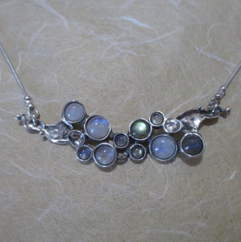 Stylish Silver Choker Necklace For Women , Multi Stone Silver bib Necklace, Birthstone necklace image 6