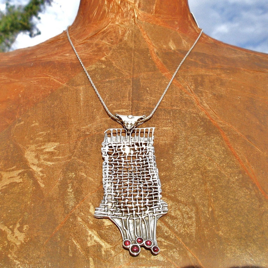 Sterling Silver Large Pendant Necklace Big Lattice Pendant - Etsy