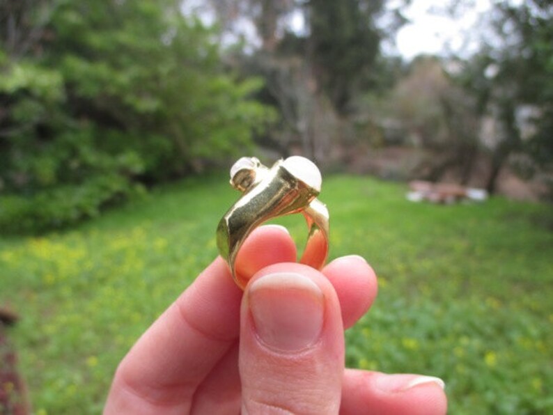 18 Karat Gold Embraced Baroque Era Ring, Natural Moonstone Multi-Stone Ring, Ready to Ship image 2