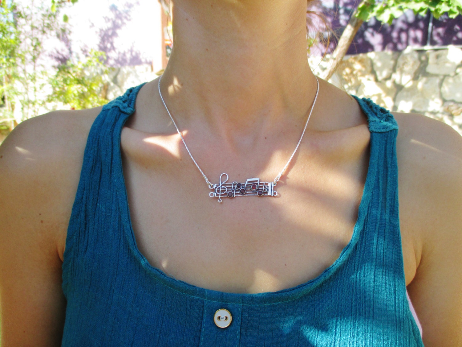 Besilver Collana Con Ciondolo Nota Musicale – Argento Sterling 925, Catena Placcata Platino, Unisex, Regalo Idea