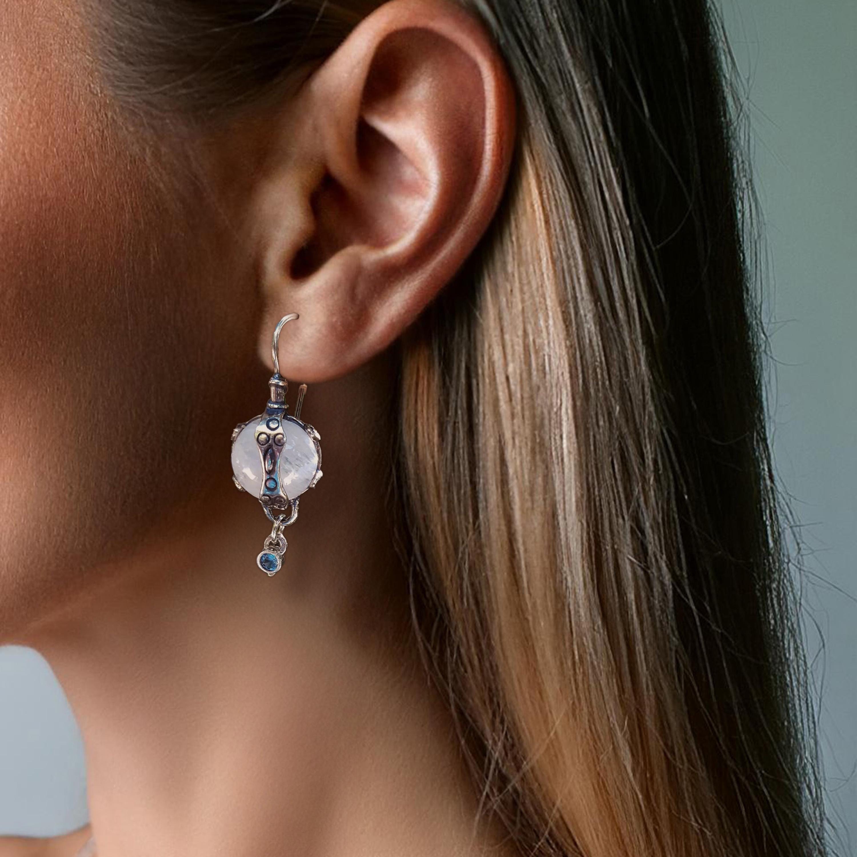 Boucles D'oreilles Pendantes En Argent 925 Avec Citrine - Goutte - Fait Main Inde