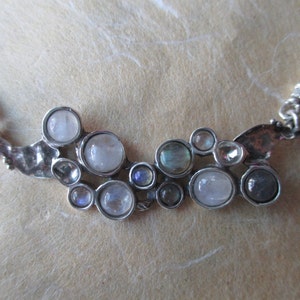 Stylish Silver Choker Necklace For Women , Multi Stone Silver bib Necklace, Birthstone necklace image 2