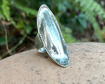 Large statement bohemian ring for women  925 sterling silver long chunky ring