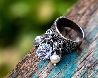 Elegante Anello Di Perle D'acqua Dolce - Anello Aperto Sterling - Foto 2