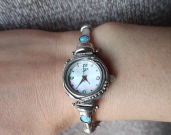 Sterling Silver GEM Wrist Watch Bracelet For Her   Uniqeu Anniversary Gift
