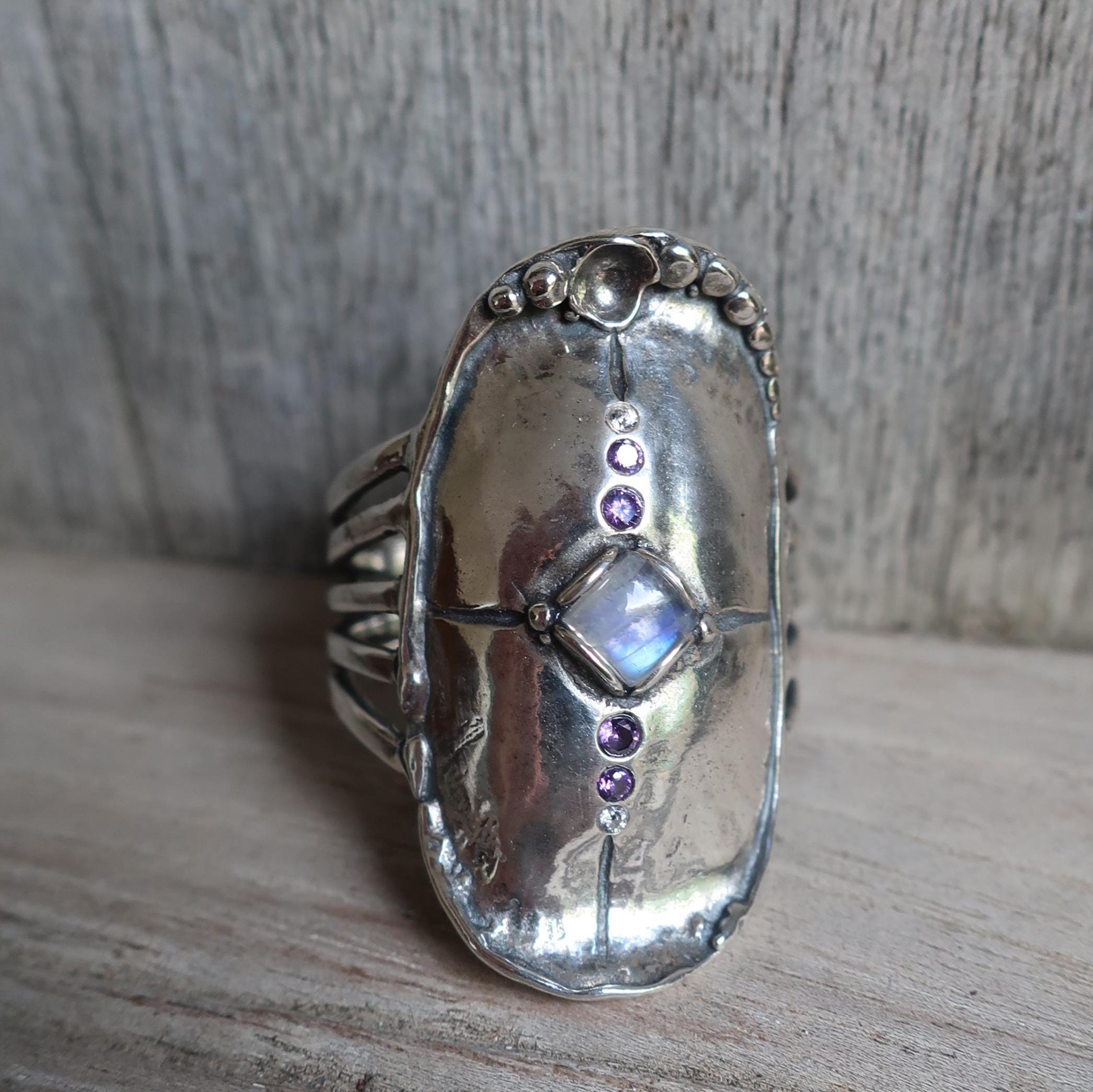Legno Diaspro Gemma Fatto a Mano 925 Argento Sterling Ciondolo Gioielli 5cm