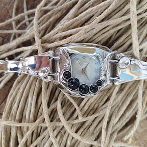 Sterling Silver Moonstone Watch Bracelet: Gaudi Art-Inspired Jewelry image 6