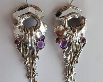 Sterling Silver Statement Earrings: Romantic Gemstone Dangle Earrings