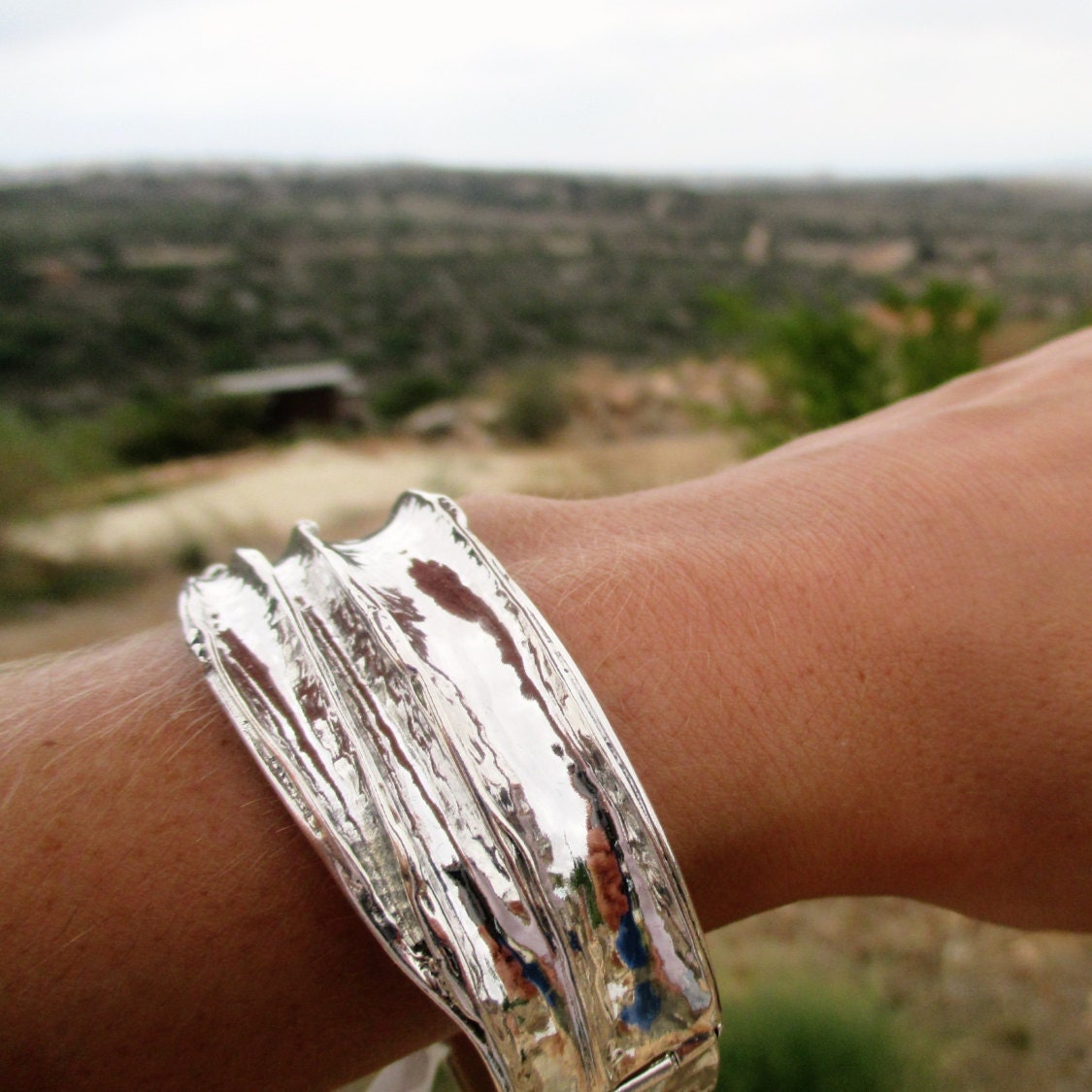 Sterling Silver Wide Bangle Bracelets, Chunky Unisex Bracelets