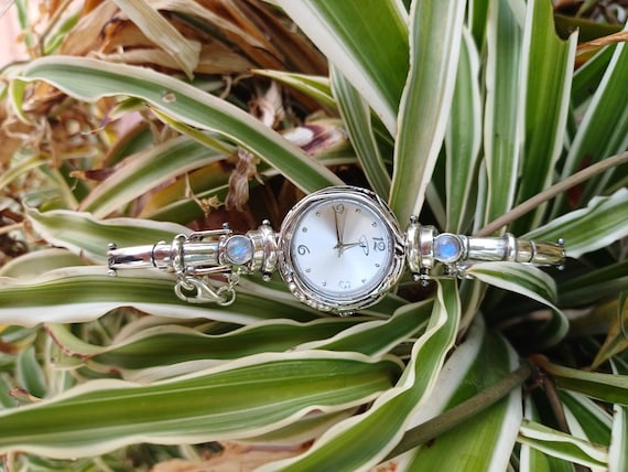 Gemstone Silver Modern Dainty Watch Bracelet for Her, Unique  display picture 2