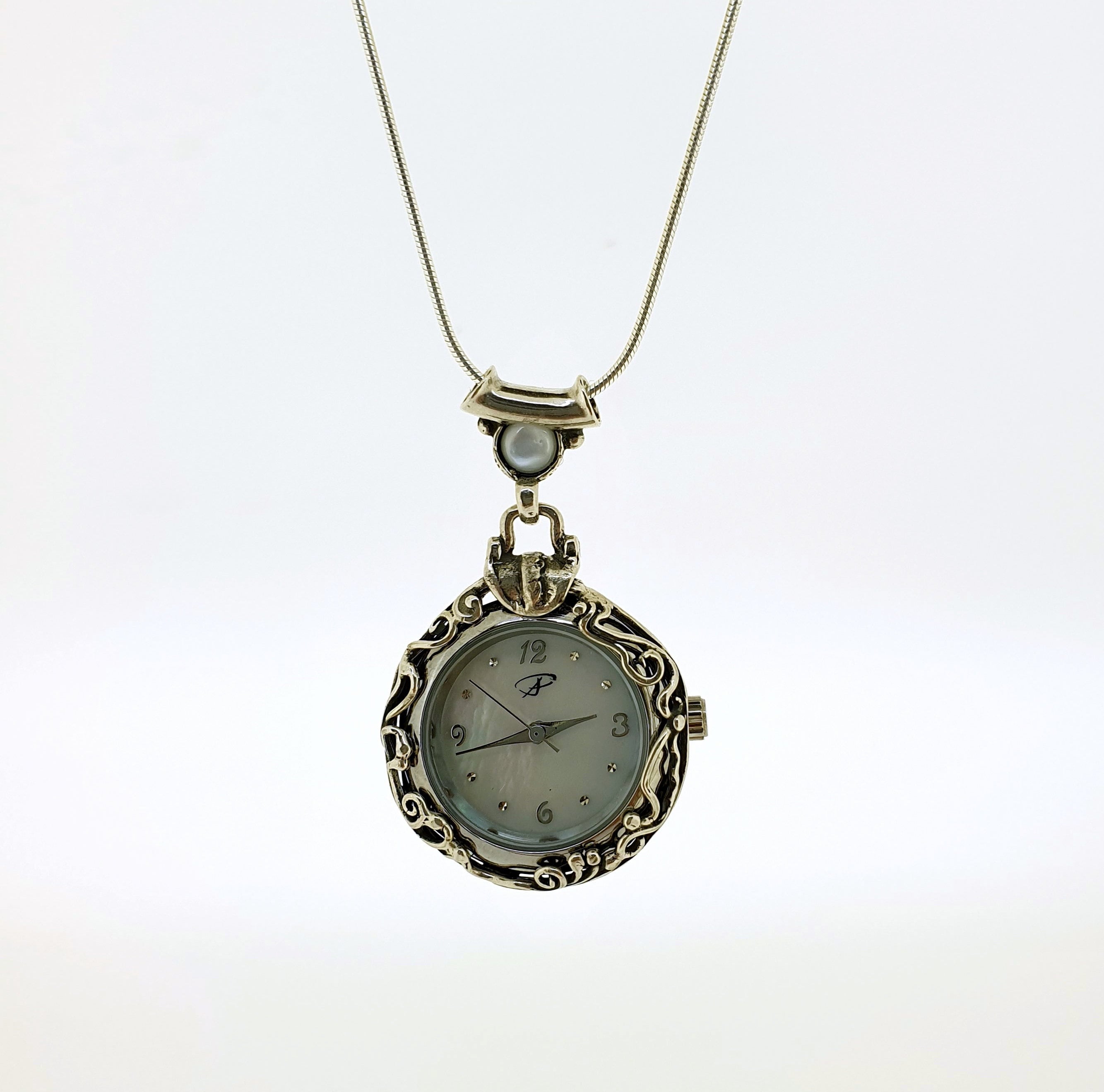 Stars and Pinwheels Battery Operated Pocket Watch Necklace in Antiqued |  Ragtrader Vintage