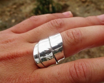 Wide Sterling Silver Ring: Bohemian Statement Jewelry